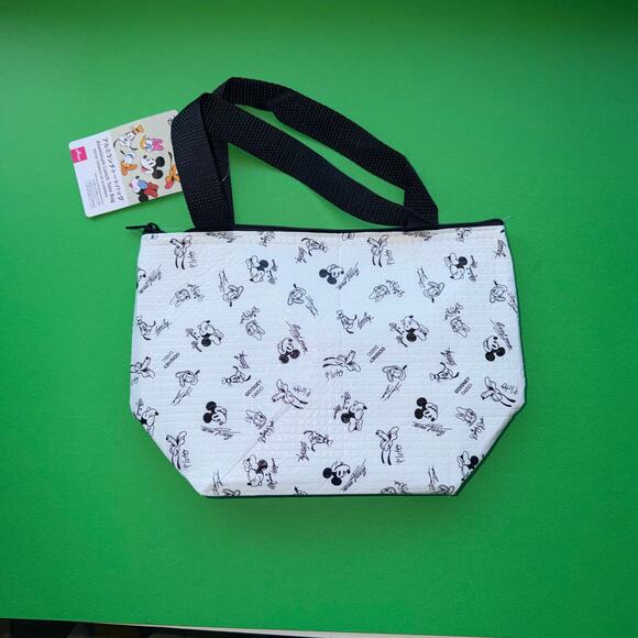 Vintage Disney Mickey Mouse Black White Lunch Tote Travel Luggage Bag Set Japan - Picture 10 of 12